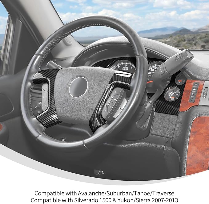 Linskip Driver's Cockpit Trim Kit Compatible with Avalanche/Suburban/Tahoe/Traverse/Silverado 1500 & Yukon/Sierra 2007-2013, Dash Trim Set, Interior Accessories Carbon Fiber