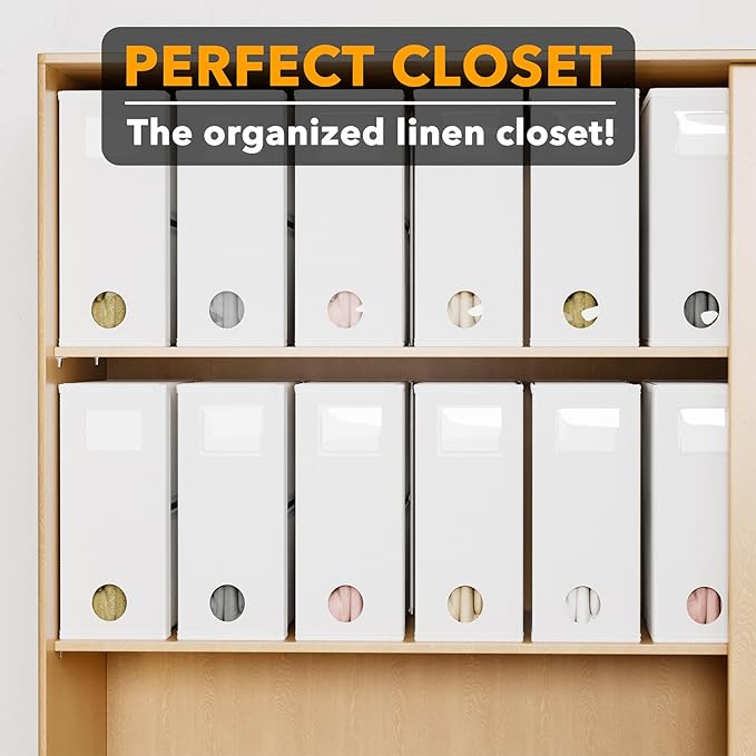 SpaceAid 12 Pack Bed Sheet Organizers and Storage, Foldable Sheet Organizer for Linen Closet, Sheets Set Folder Keeper with W