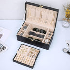 LANDICI Jewelry Box Organizer for Men Women, 2 Layer 4 Slot Watch Storage Case with Removable Tray, PU Leather Large Jeweller