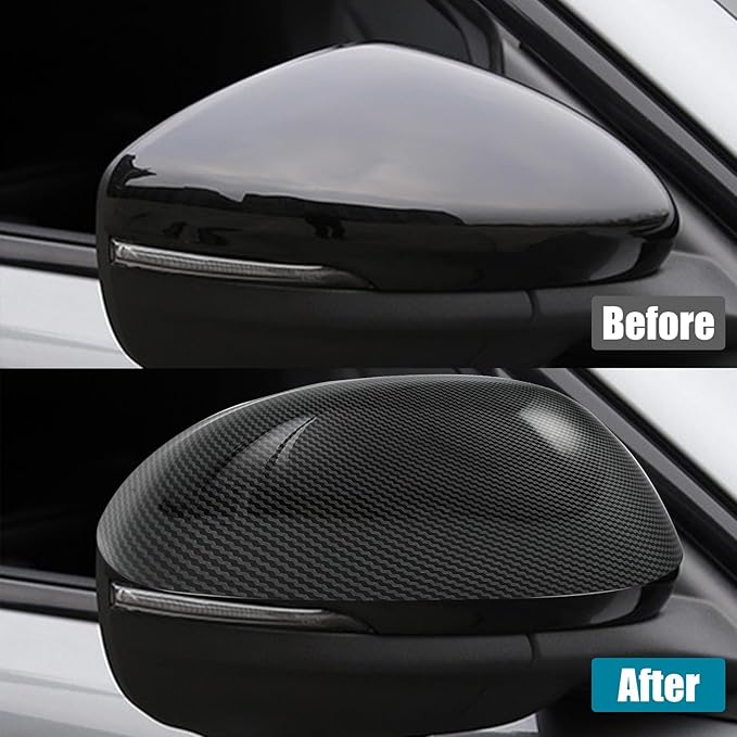 ROCCS Compatible with 2021-2023 Mustang Mach-E Side Mirror Cover Caps Auto Car Mirror Cover Rearview Mirror Guard Covers Replacement Door Side Exterior Decoration Trims Accessories(Bright Carbon)