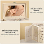 Frebeauty Large Jewelry Box,6-Tier PU Leather Jewelry Organizer,Multi-functional Storage Case with Mirror,Accessories Holder 