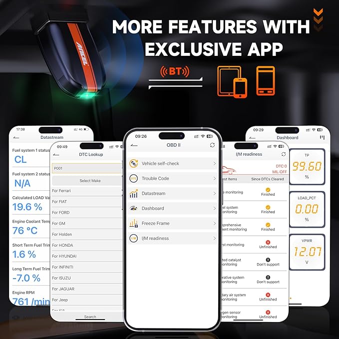 ANCEL BD200 OBD2 Scanner Bluetooth - Code Reader & Check Engine Diagnostic Scan Tools with Car Battery Test, Exclusive App on
