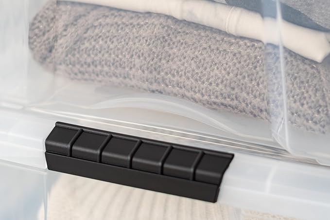 IRIS USA 40 Qt Stackable Plastic Storage Bins with Lids, 4 Pack - BPA-Free, Made in USA - See-Through Organizing Solution, La