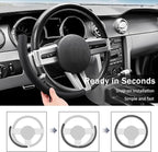 Leather Fiber Steering Wheel Cover for Ford Mustang 2005-2023, 3 Piece Clip on Set,Anti-Slip Segmented Design,Thin Car Interior Accessories,Car Steering Wheel Cover for Men Women(Black)