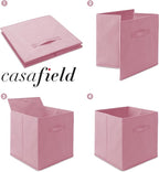 Casafield Set of 6 Collapsible Fabric Cube Storage Bins, Light Pink - 13" Foldable Cloth Baskets for Shelves, Cubby Organizer