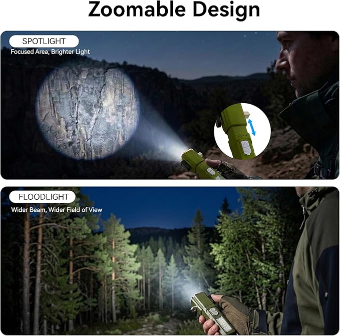 Emergency Car Flashlight with 6 Lighting Modes, Flashlights Emergency Kit Escape Hammer with Seatbelt Cutter & Window Breaker