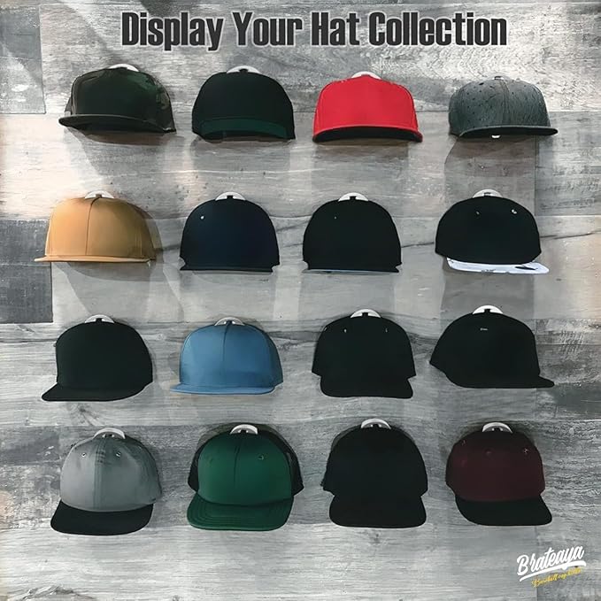 Hat Hangers for Wall, Stronge Adhesive Hat Holders Display, No Driling Caps Holder Organizer, 20 Pack Hat Hook for Baseball C