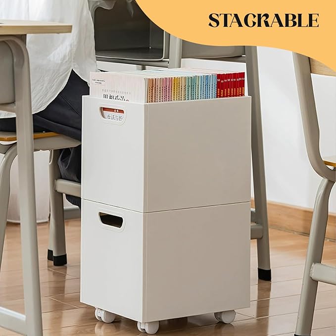 CINPIUK Rolling File Organizer with Wheels, Stackable Storage File Boxes, Portable Letter/Legal Size File Folder Box Book Box