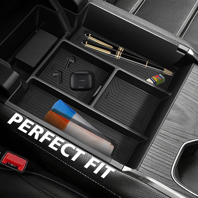 BestEvMod Center Console Organizer Tray Compatible with Chevrolet Silverado EV WT RST LT/Sierra EV 2026 2025 2024 Pickup Armrest Storage Box (Top)