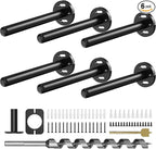 6pcs Wall Shelf Brackets Heavy Duty Floating Shelf Bracket Hidden,Invisible Black Shelving Brackets Decorative Floating Shelf