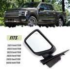 Left Driver Side Door Mirror Compatible With 2021 2022 2023 2024 2025 2026 Ford F150 With Power Glass Manual Folding Heated Blind Spot Matte Black Replace#ML3Z17683VA(7 Pins)