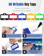 Uniclife 60 Keys Key Lock Box with Code, Wall Mount Key Box, Key Cabinet with Key Racks and Tags, Lock Box for Keys, Key Lock