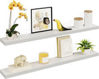 Ballucci Floating Shelves, 55" Wood Wall Shelf Set of 2, with Invisible Brackets for Bathroom, Living Room, Bedroom, Kitchen,