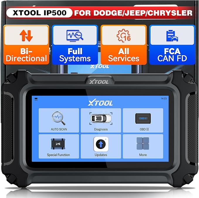 XTOOL IP500 for Jeep OBD2 Scanner, Full Systems Bi-Directional Scan Tool for Jeep/Dodge/Chrysler, with FCA AutoAuth, OBD2