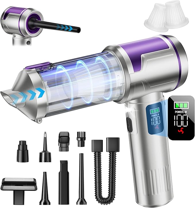 Handheld Car Vacuum Portable Cordless, 22000Pa High-Power Suction Hand held Vacuum Cleaner & Air Duster for Car Cleaning, Hom
