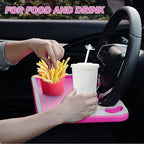 eing Bling Auto Steering Wheel Desk, Laptop,Tablet, Notebook Car Travel Table, Food Eating Hook On Steering Wheel Tray, for Constant Travelers, Fits Most Vehicles Steering Wheels, White+Rose Red