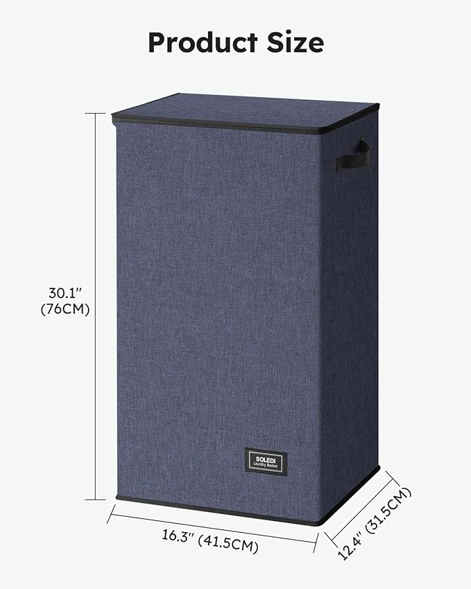 SOLEDI Laundry Hamper with Lid 100L Large & Tall Collapsible Laundry Basket, Clothes Hamper with Bag Removable Easy to Carry,