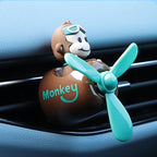 Pilot Monkey Cute Car Diffuser - Rotating Propeller Cartoon Automotive Air Outlet Fan Creative Car Perfume Decoration - Autom