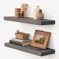 Marsmiles Wood Floating Shelves for Wall - 24 Inch Grey Wood Floating Shelves Set of 2-24 Inch Wide x 7.7 Inch Deep x 1.6 Inc