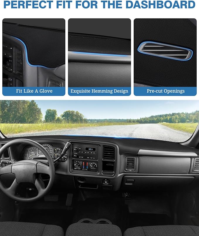 FIILINES Dash Cover for 1999-2006 GMC Sierra/Chevrolet Silverado, 2000-2006 GMC Yukon XL/Chevy Suburban Tahoe Avalanche, Upgr