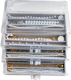 YUFONG Necklace Holder Organizer, Dustproof Necklace Box Velvet Necklace Organizer Box with Lid Clear Acrylic Dustproof Stack