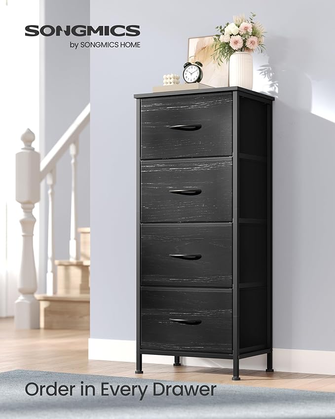 SONGMICS BELLAH Collection - Dresser for Bedroom, Chest of Drawers, Storage Organizer Unit, Closet, Entryway, Steel, 4 Drawer