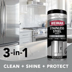 Weiman Stainless Steel Wipes and Leather Wipes - Clean and Polish Appliances for a Brighter and Longer Shine - Clean, Conditi