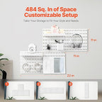 VEVOR Pegboard Combination Kit, 11" x 11" Plastic Pegboard, 4 Panels, Peg Board Wall Organizer Kit with Accessories, for Gara