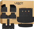 LASFIT Floor Mats & Backrest Mats & Cargo Mats for Hyundai Palisade 7/8 Seats 2025 2024 2023 2022 2021 2020, All Weather TPE Custom Fit Floor Liners for Palisade Full Set Car Mats Accessoires, Black