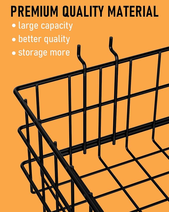 INCLY 4 Pack Pegboard Baskets Bins Set, 4 Size Square Style Black Metal Wire Basket for Any Peg Board Organizing Tools, Pegbo