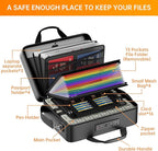 ENGPOW Fireproof Document Box with Lock, Fireproof Water Resistant Hard Case File Organizer Safe Box with Multi Pockets, Prot