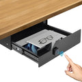 Under Desk Drawer Storage with Lock, 16"x11.8"x3.6", Metal Undermount Table Drawer, Ball Bearing Slides Out Tray Organizer fo