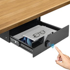 Under Desk Drawer Storage with Lock, 16"x11.8"x3.6", Metal Undermount Table Drawer, Ball Bearing Slides Out Tray Organizer fo