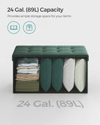 SONGMICS Mazie Collection - 30 Inches Folding Storage Ottoman Bench, Ottoman Foot Rest, End of Bed Bench, Storage Chest, Load