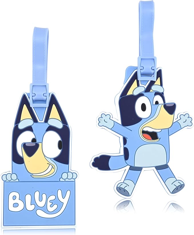 Bluey Luggage Tag for Boys 2 Piece Set | 4.25" Bluey Kids Luggage Tags for Suitcases | Travel Essentials Travel Cruise Ship E