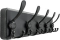 Dseap Coat Rack Wall Mounted - 5 Tri Hooks, Heavy Duty, Wooden Wall Coat Hanger Coat Hook for Clothes Hat Jacket Clothing, Bl