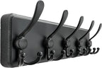 Dseap Coat Rack Wall Mounted - 5 Tri Hooks, Heavy Duty, Wooden Wall Coat Hanger Coat Hook for Clothes Hat Jacket Clothing, Bl