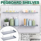 Lineshading 4 Pcs Pegboard Shelves, 12 x 5 Inch Metal Shelf Brackets Pegboard Tray Accessories Wall Organizer for Craft Room 