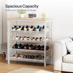 HOOBRO Shoe Rack for Entryway, 5-Tier Shoe Organizer with Adjustable Mesh Shelves, 12-16 Pairs of Shoes, Spacious Floor Mount