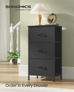 SONGMICS Dresser for Bedroom, Chest of Drawers, Steel, MDF, 3 Non-Woven Fabric Drawers, Storage Organizer Unit, Closet, Entry