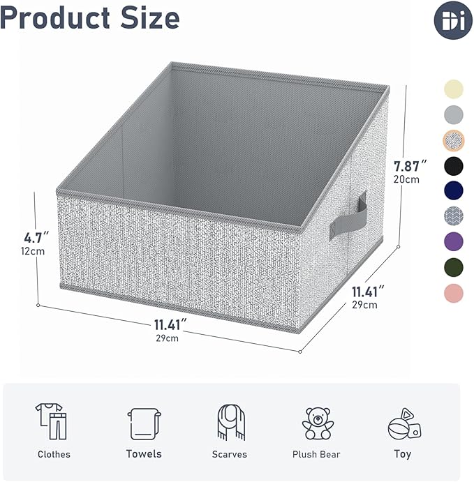 DIMJ Closet Storage Bins - Fabric Storage Baskets for Shelves, Collapsible Closet Organizers and Storage with Handles, Trapez