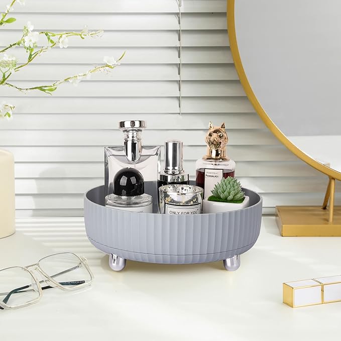 Anyoifax Makeup Perfume Organizer Tray 360 Degree Rotating Lazy Susan Skincare Lotion Organizer Spinning Cosmetics Storage fo
