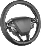 SEG Direct Steering Wheel Cover 14.5-15 inch (37-39 cm) Medium Size, Microfiber Leather, Non-Slip Comfortable Grip, Fits Cars