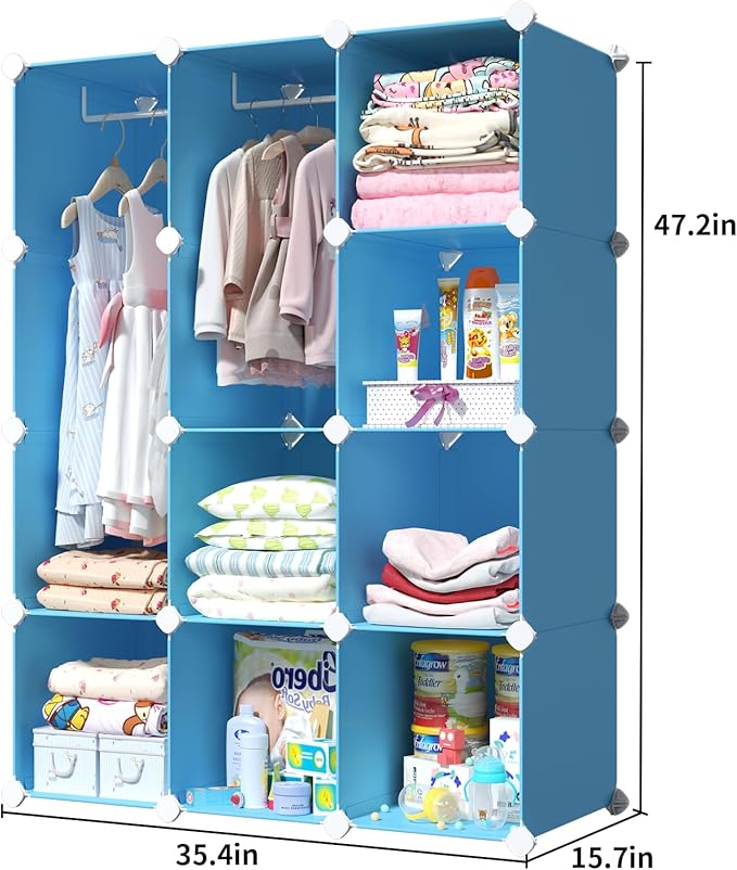 VIPZONE Baby Dresser, Kids Closet Organizers, Portable Kids Wardrobe for Closet, Bedroom, Nursery, Cubby, Cabinet, Clothes, D