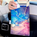Car Trash Bag Hanging No Snap Small Garbage Bag for Car Back Seat Cute Printed One-handed Strap Trash Bags Car Accessories-Pink Blue Purple Marble Car Trash Bags