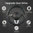 Steering Wheel Cover, Premium Nappa Leather Steering Wheel Cover, Non-Slip & Breathable, Universal Fit for 14.5-15 Inch Wheel