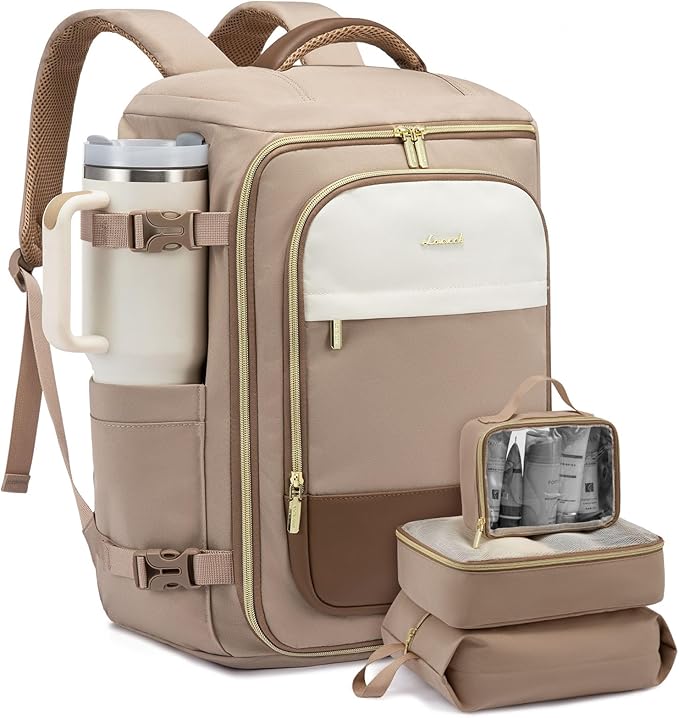 LOVEVOOK 50L Travel Backpack for Women, TSA Approved Carry On Backpack with 3 Packing Cubes, Personal Item Bag Fits 17" Lapto