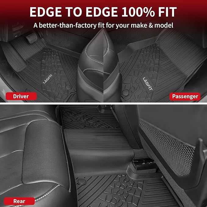 LASFIT Floor Mats & Trunk Mat for Jeep Grand Cherokee WL 2022-2025 2026 5-Seat (Include 4xe, NOT for L), All Weather TPE Custom Fit Car Mats Floor Liners Cargo Liner Cargo Mat Black