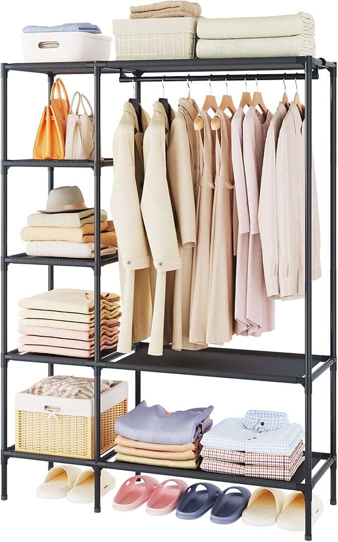 Dttwacoyh Portable Closets for Hanging Clothes, Clothing Rack with Shelves,Easy to Assembly,Suitable for Cloakroom,Bedroom,Li
