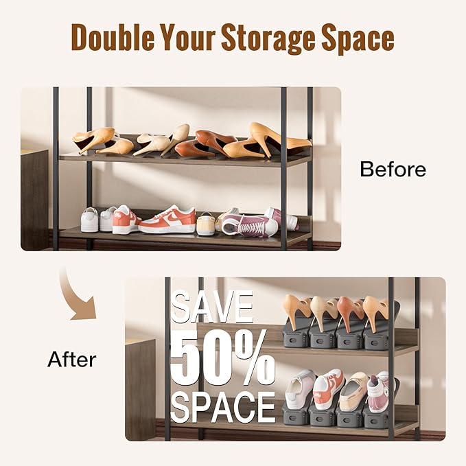 Neprock Shoe Slots Organizer for Closet, Shoe Storage Organizer Shoe Slots Organizer, Shoe Rack Organizer Space Saver Organiz
